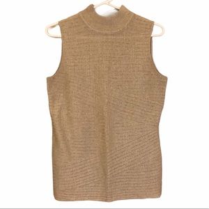 DANA BUCHMAN Tan Mock Ribbed Knot Turtleneck